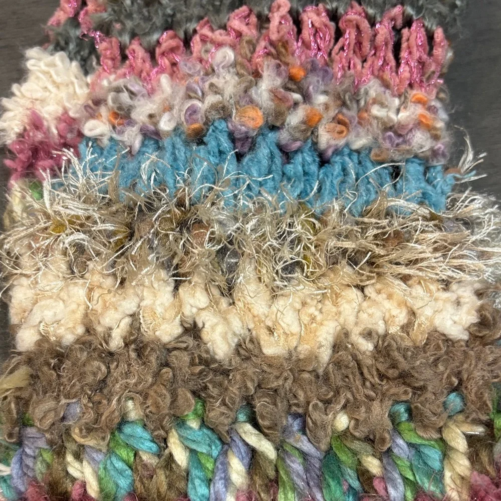 Scandi Girl Colorful Yarn Fringe Cozy Knit Winter Scarf Steve Madden One Size